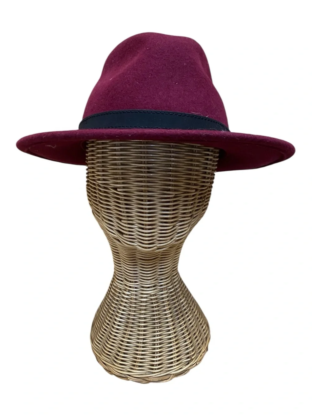Hicks & Brown Womens 100% Wool Maroon Derby Fedora Hat